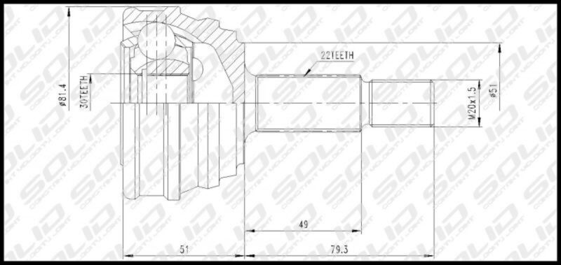 95-98 VW PICKUP 1600 OUTER CV JOINT